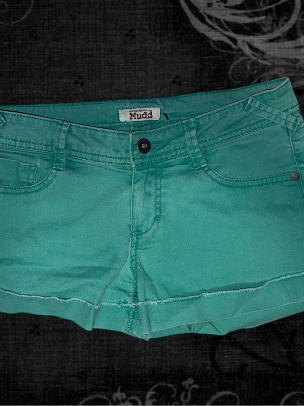 Mudd Teal Green Denim Short - Casual Frayed Hem